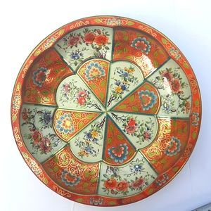 Daher Decorated Ware Vintage 1971 Orange Gold Blue